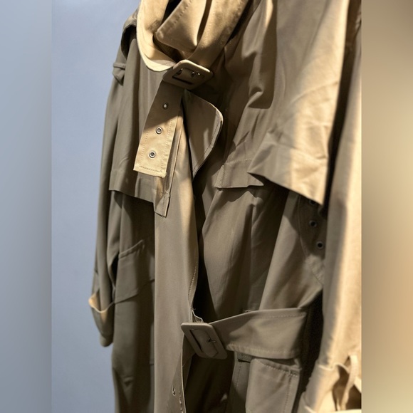 ZARA Women’s Oversized Tan Beige Double Breasted Long Trench Coat Oversized L-XL - Picture 9 of 10